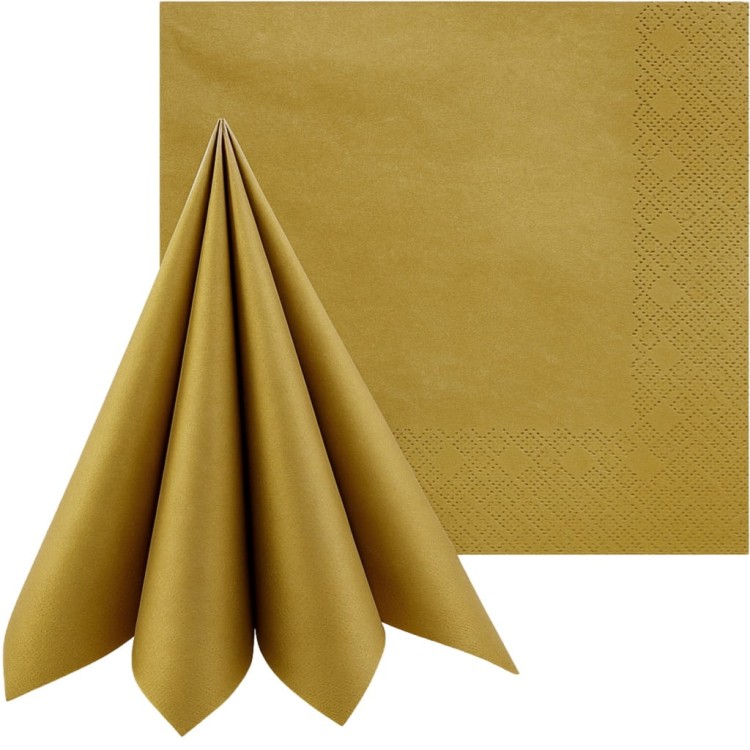 Serwetki złote 33x33 cm 20 szt. | Świąteczne eleganckie na Wigilię