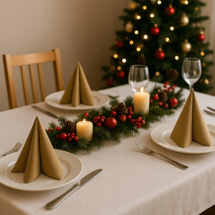 Serwetki złote 33x33 cm 20 szt. | Świąteczne eleganckie na Wigilię