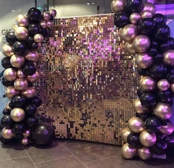 Balony Złote i czarne metalik CHROMOWANE 100 szt dekoracje na Sylwestra