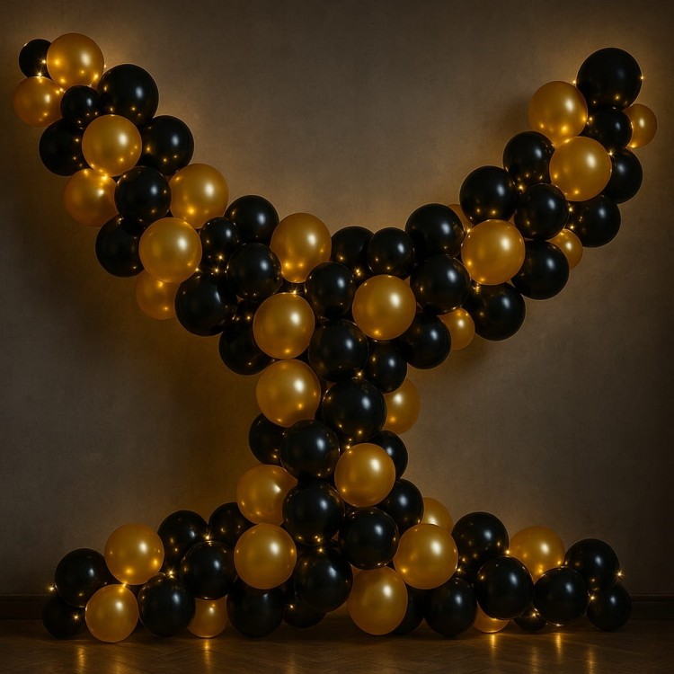 Balony Złote i czarne metalik CHROMOWANE 100 szt dekoracje na Sylwestra