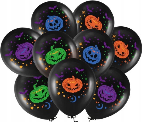 Balony na Halloween zestaw 9 sztuk 12 cali czarne Dynie