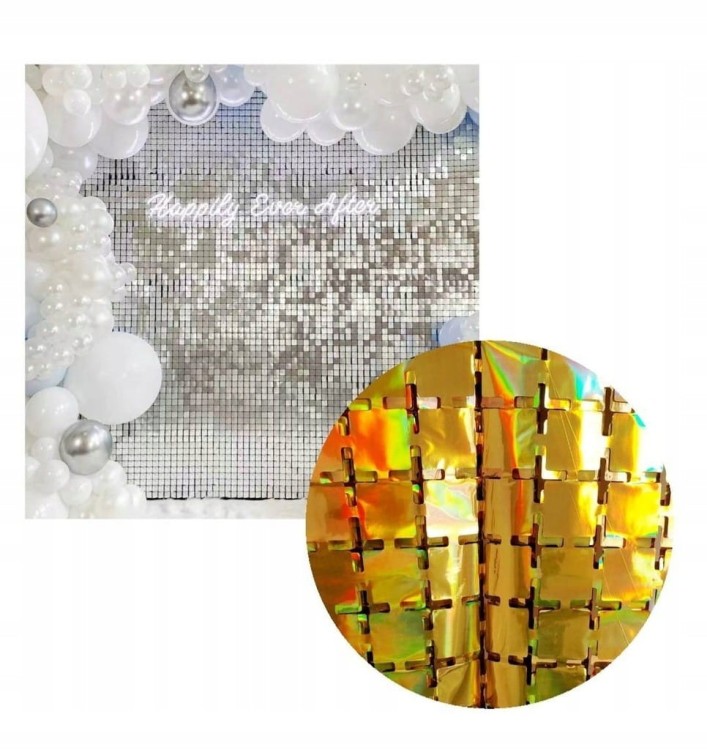 ZŁOTA ŚCIANKA na urodziny, chrzest,Sylwester dekoracja panelowa BŁYSZCZĄCA