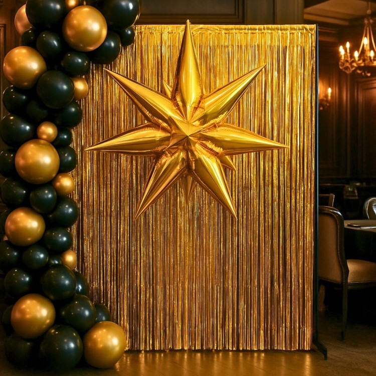 Balon foliowy GWIAZDA 3D złota dekoracja 70cm Sylwester