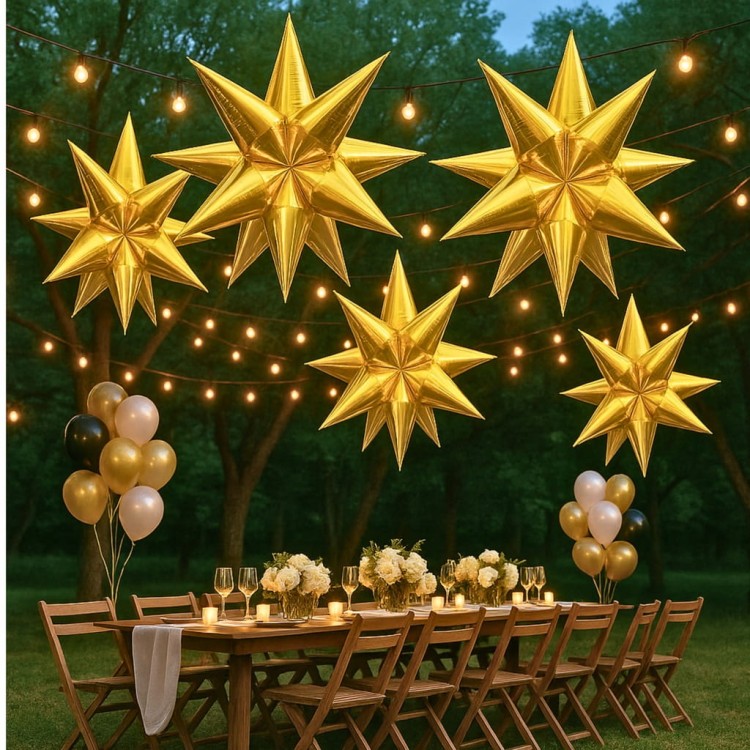 Balon foliowy GWIAZDA 3D złota dekoracja 70cm Sylwester