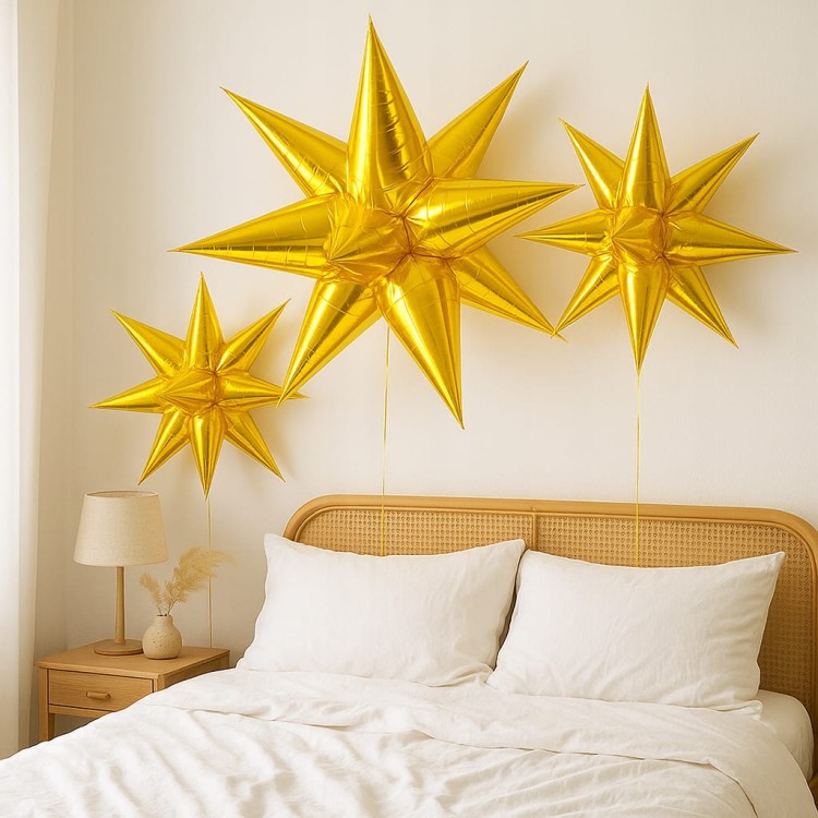 Balon foliowy GWIAZDA 3D złota dekoracja 70cm Sylwester