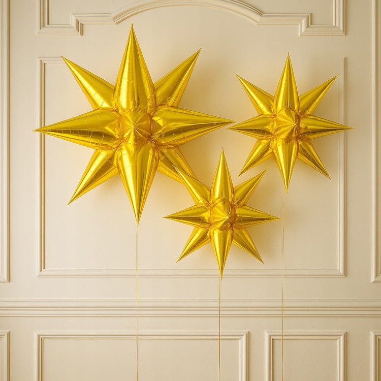 Balon foliowy GWIAZDA 3D złota dekoracja 70cm Sylwester