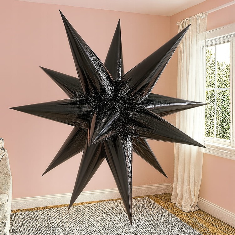 Balon foliowy GWIAZDA 3D czarna balon party 66 cm dekoracje