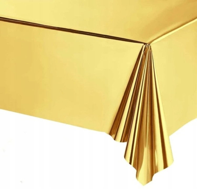 Obrus foliowy jednorazowy złoty 137cmx274cm metaliczny Studniówka Karnawał