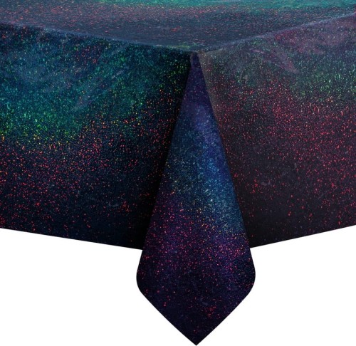 Obrus foliowy jednorazowy dwustronny CZARNY SREBRNY konfetti 137x274 cm