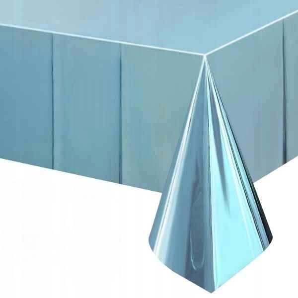 Obrus foliowy jednorazowy jasny niebieski metaliczny 137x274 cm Karnawał