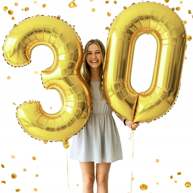 Balony na 30 urodziny foliowe ZŁOTE duże 100 cm 30stka dekoracje