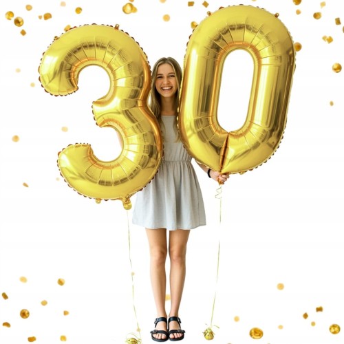 Balony na 30 urodziny foliowe ZŁOTE duże 100 cm 30stka dekoracje