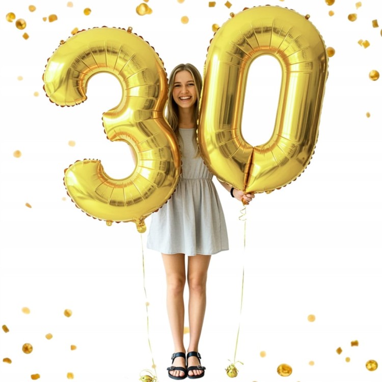 Balony na 30 urodziny foliowe ZŁOTE duże 100 cm 30stka dekoracje