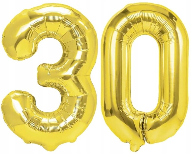 Balony na 30 urodziny foliowe ZŁOTE duże 100 cm 30stka dekoracje