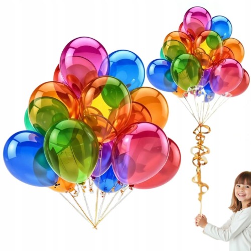 Balony Crystal transparentne kolorowe 50 sztuk profesjonalne 12 CALI