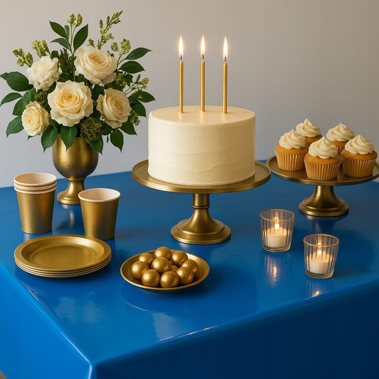 Obrus foliowy jednorazowy niebieski 137×274 cm DEKORACJA STOŁU impreza