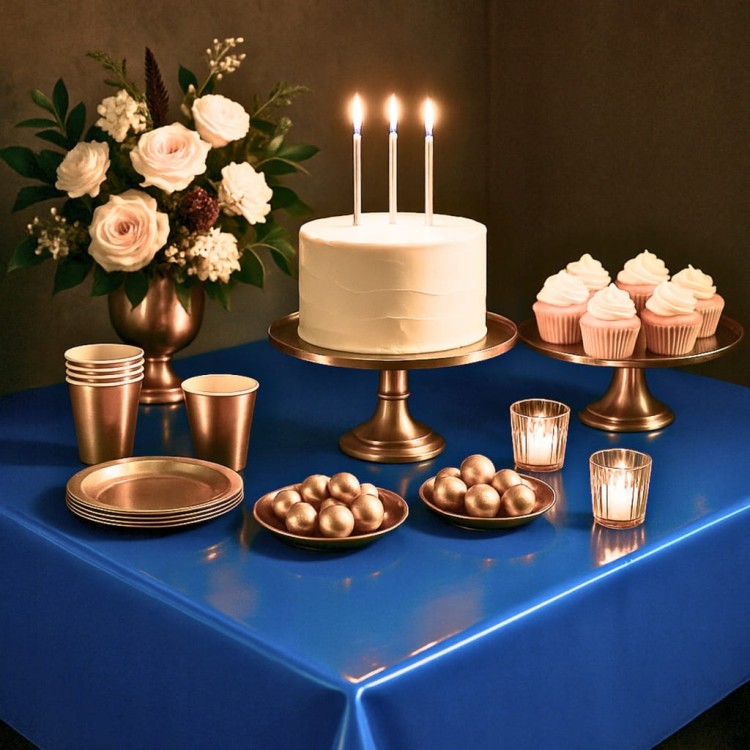 Obrus foliowy jednorazowy niebieski 137×274 cm DEKORACJA STOŁU impreza