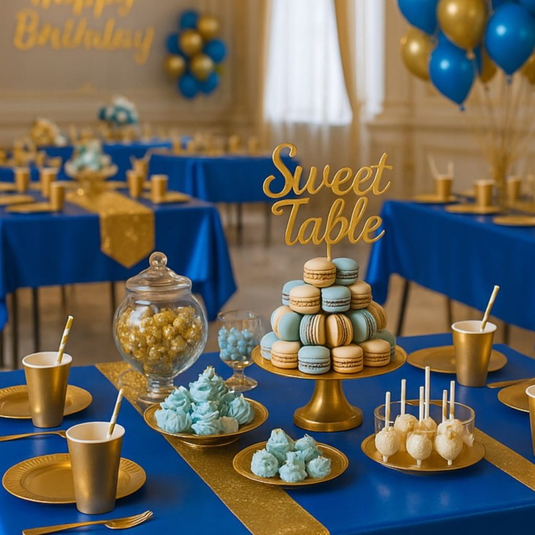 Obrus foliowy jednorazowy niebieski 137×274 cm DEKORACJA STOŁU impreza