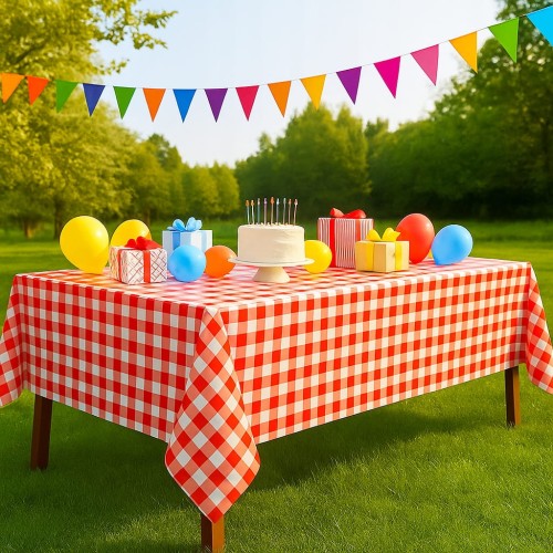Obrus foliowy jednorazowy wodoodporny w kratkę kratę 137x274cm