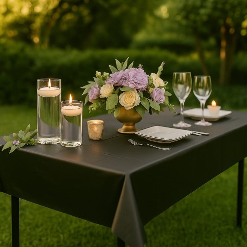 Obrus foliowy jednorazowy czarny urodziny party 274 cmx137 cm Halloween