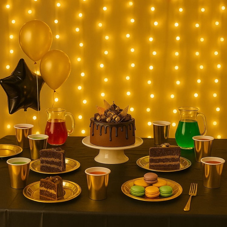 Obrus foliowy jednorazowy czarny urodziny party 274 cmx137 cm Halloween