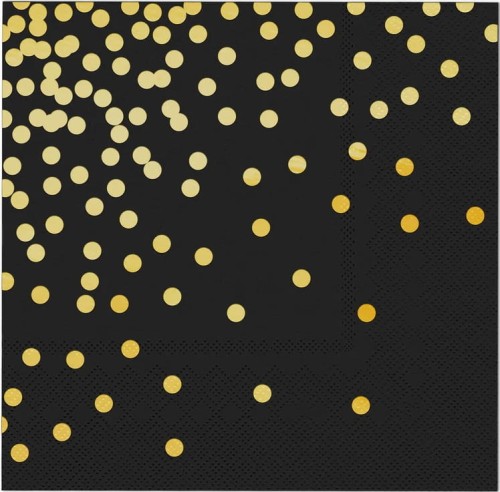 SERWETKI papierowe czarne złote kropki - 10 szt