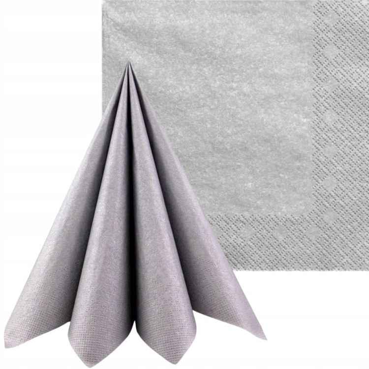 Serwetki papierowe srebrne na urodziny, chrzest, wesele zestaw 20szt