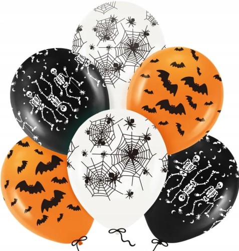 Balony na Halloween mix kolorów 6 szt 12 cali zestaw