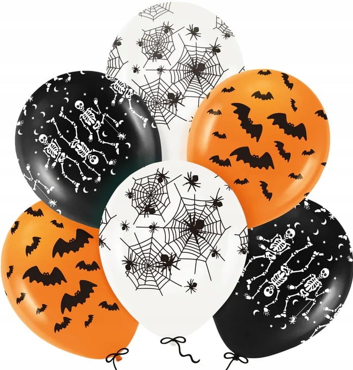 Balony na Halloween mix kolorów 6 szt 12 cali zestaw