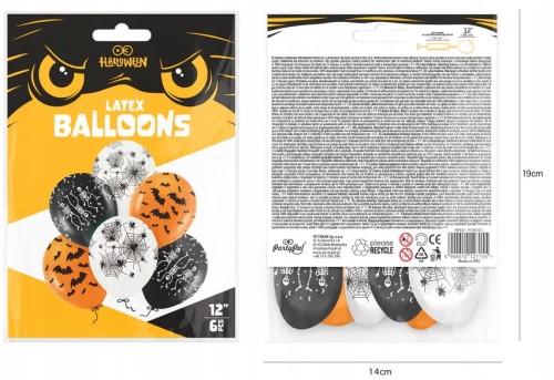 Balony na Halloween mix kolorów 6 szt 12 cali zestaw