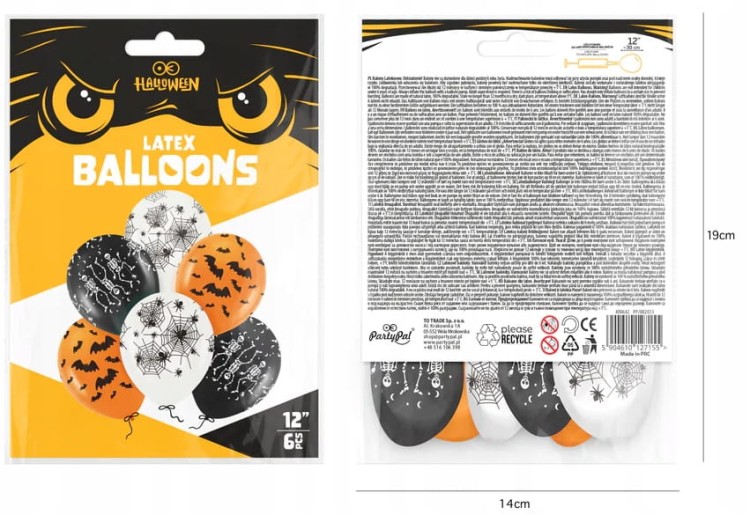 Balony na Halloween mix kolorów 6 szt 12 cali zestaw
