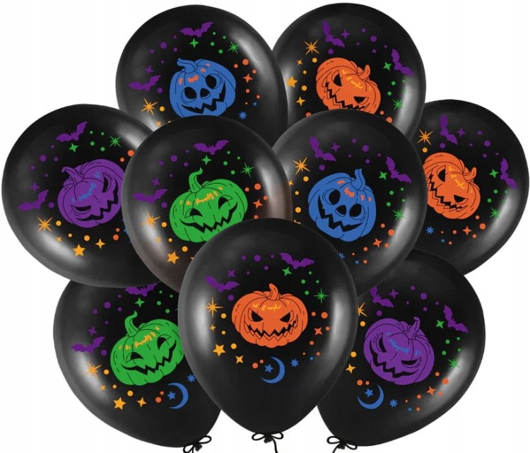 Balony na Halloween Dynie czarne 9 szt 12 cali zestaw