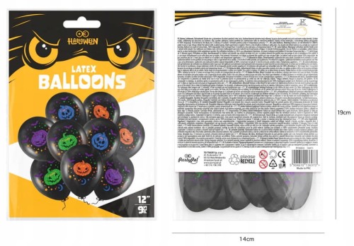 Balony na Halloween Dynie czarne 9 szt 12 cali zestaw