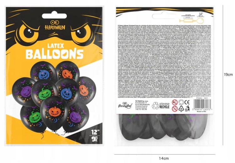 Balony na Halloween Dynie czarne 9 szt 12 cali zestaw
