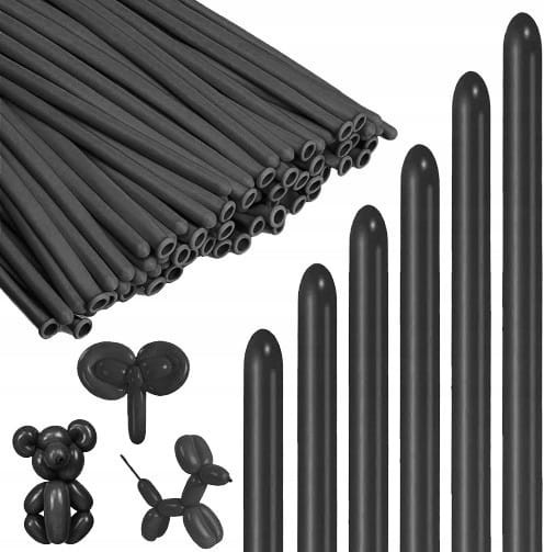 Balony do modelowania długie rurki CZARNE 100 szt