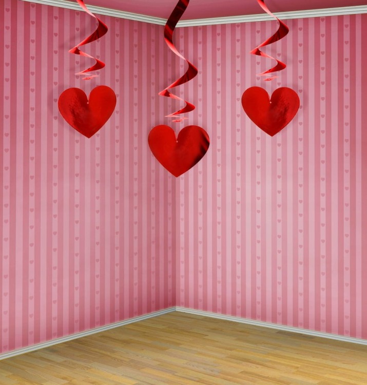 Świderki serpentyny Serca Walentynki czerwone serduszka 3 sztuki 60 cm