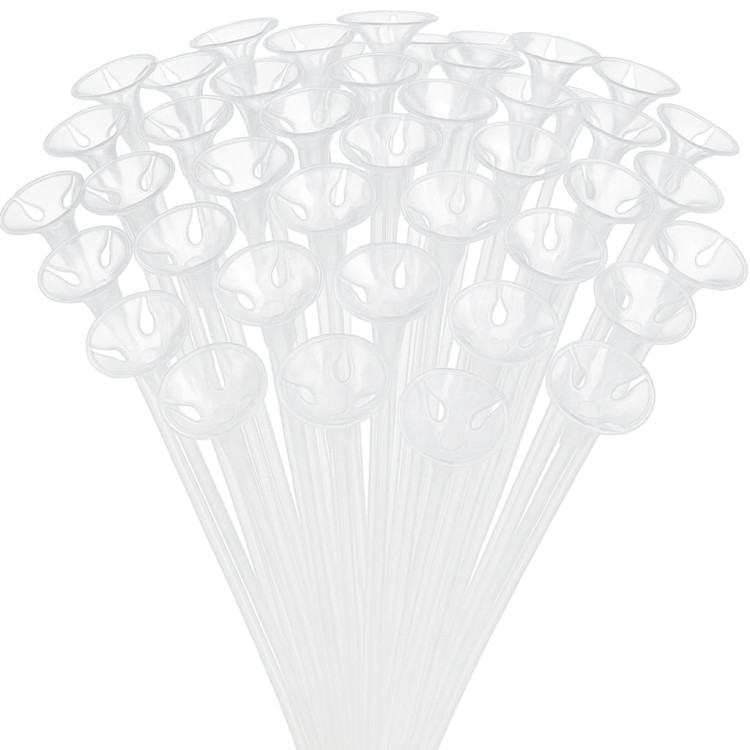 100 patyczków do balonów 40 cm z koszyczkami–stabilne i gotowe do dekoracji