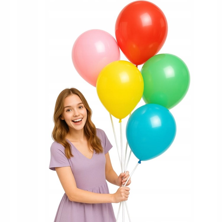 100 patyczków do balonów 40 cm z koszyczkami–stabilne i gotowe do dekoracji