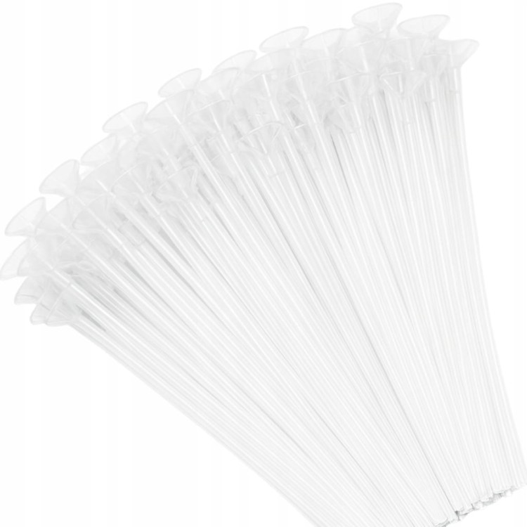 100 patyczków do balonów 40 cm z koszyczkami–stabilne i gotowe do dekoracji