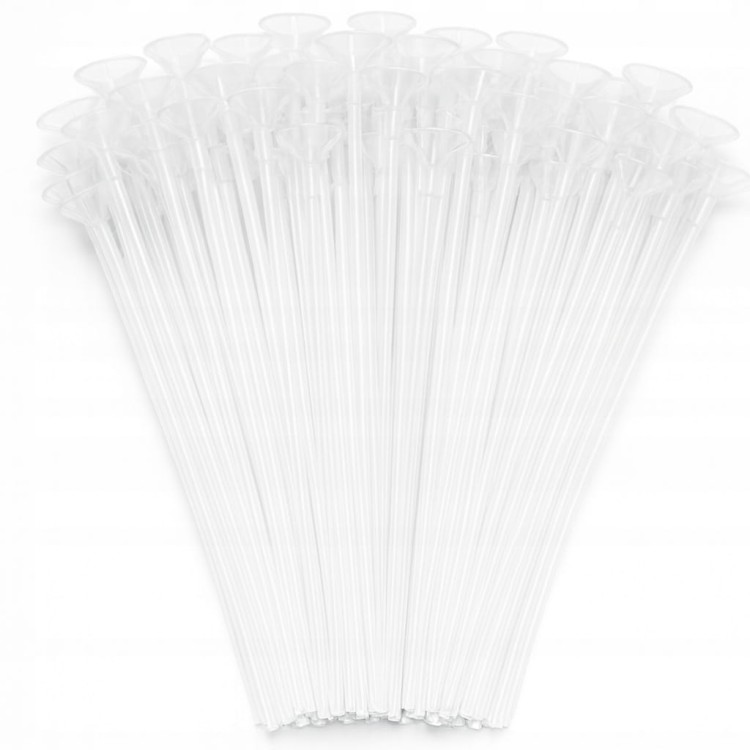 100 patyczków do balonów 40 cm z koszyczkami–stabilne i gotowe do dekoracji