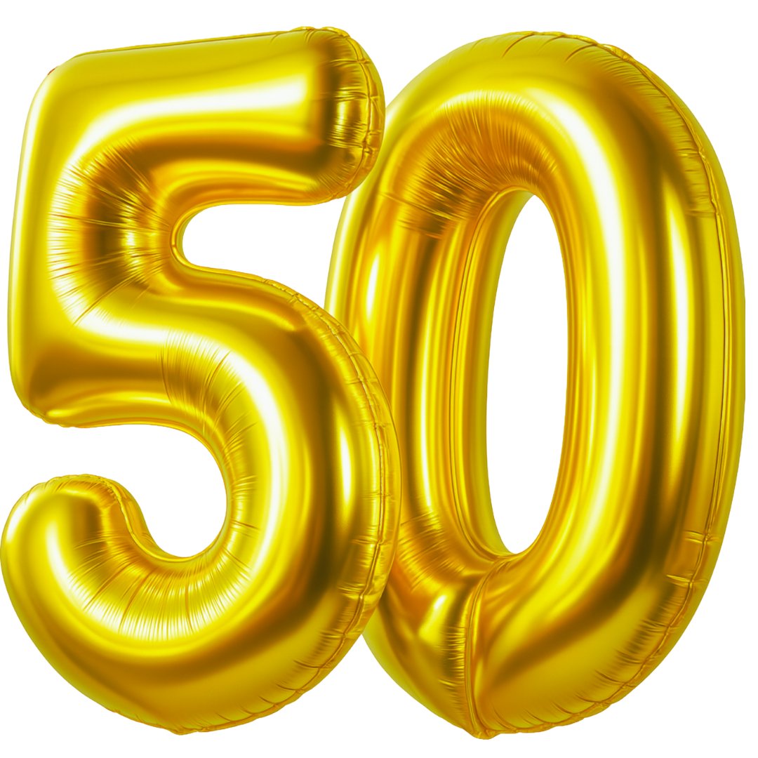 Balony cyfry – złote 50